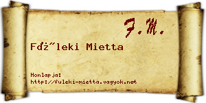 Füleki Mietta névjegykártya